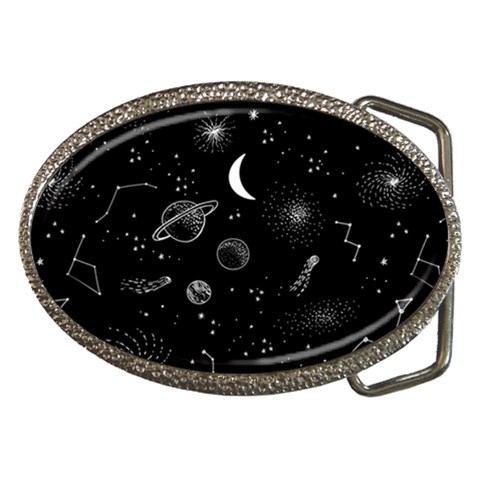 Cosmic Black Space Star Belt Buckles from ArtsNow.com Front