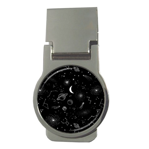 Cosmic Black Space Star Money Clips (Round)  from ArtsNow.com Front