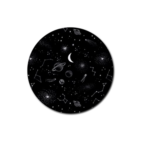 Cosmic Black Space Star Rubber Coaster (Round) from ArtsNow.com Front