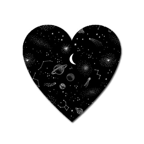 Cosmic Black Space Star Heart Magnet from ArtsNow.com Front