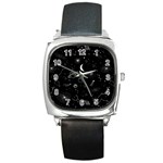 Cosmic Black Space Star Square Metal Watch