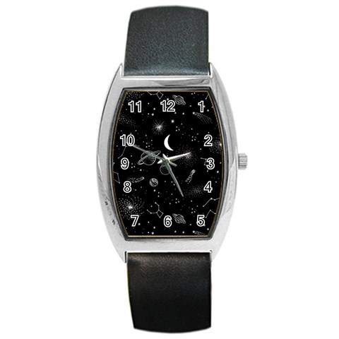 Cosmic Black Space Star Barrel Style Metal Watch from ArtsNow.com Front