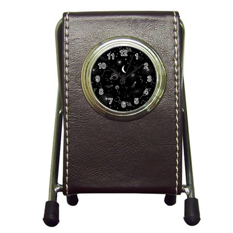 Cosmic Black Space Star Pen Holder Desk Clock from ArtsNow.com Front