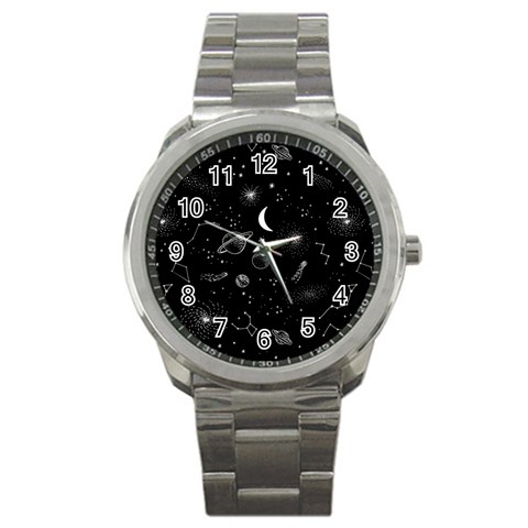 Cosmic Black Space Star Sport Metal Watch from ArtsNow.com Front