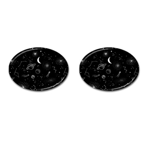 Cosmic Black Space Star Cufflinks (Oval) from ArtsNow.com Front(Pair)