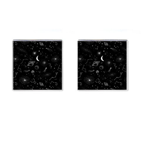 Cosmic Black Space Star Cufflinks (Square) from ArtsNow.com Front(Pair)