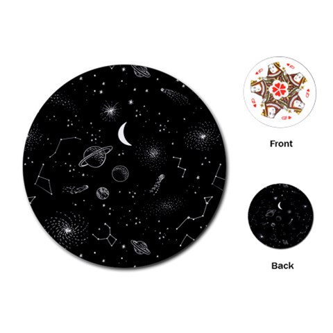 Cosmic Black Space Star Playing Cards Single Design (Round) from ArtsNow.com Front