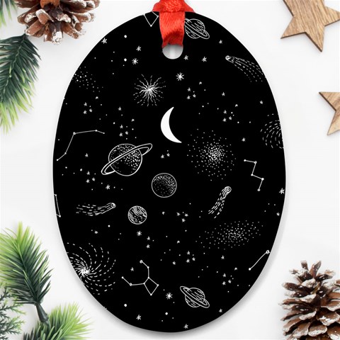 Cosmic Black Space Star Oval Ornament (Two Sides) from ArtsNow.com Front