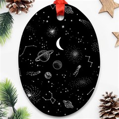 Cosmic Black Space Star Oval Ornament (Two Sides) from ArtsNow.com Front