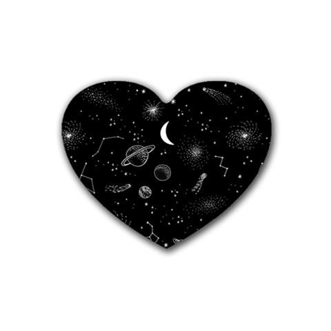 Cosmic Black Space Star Rubber Coaster (Heart) from ArtsNow.com Front