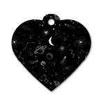 Cosmic Black Space Star Dog Tag Heart (One Side)