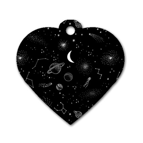 Cosmic Black Space Star Dog Tag Heart (Two Sides) from ArtsNow.com Front