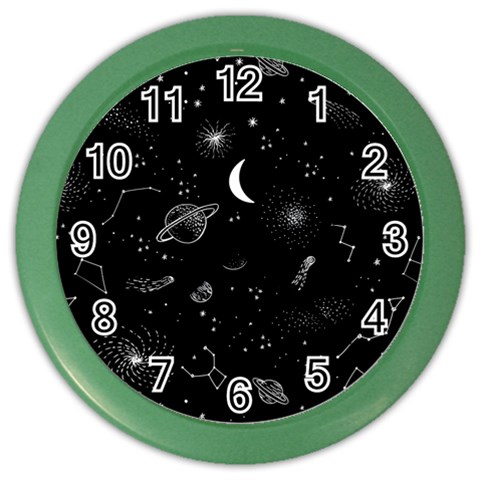 Cosmic Black Space Star Color Wall Clock from ArtsNow.com Front