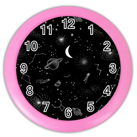 Cosmic Black Space Star Color Wall Clock from ArtsNow.com Front