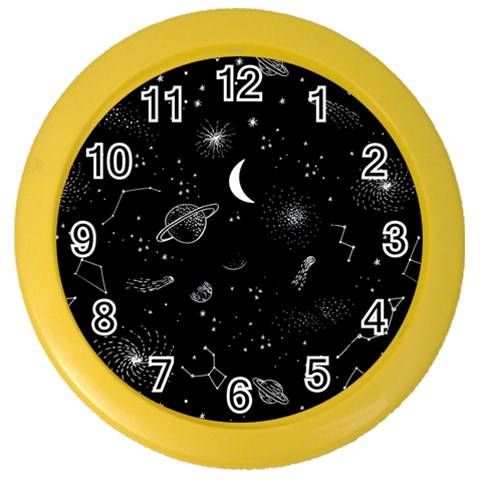 Cosmic Black Space Star Color Wall Clock from ArtsNow.com Front