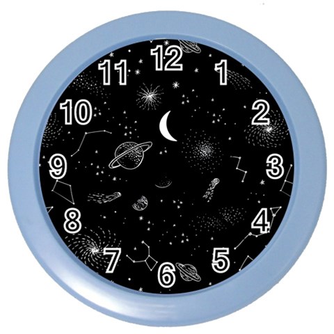 Cosmic Black Space Star Color Wall Clock from ArtsNow.com Front