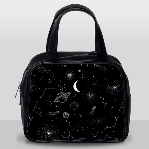 Cosmic Black Space Star Classic Handbag (One Side) from ArtsNow.com Front