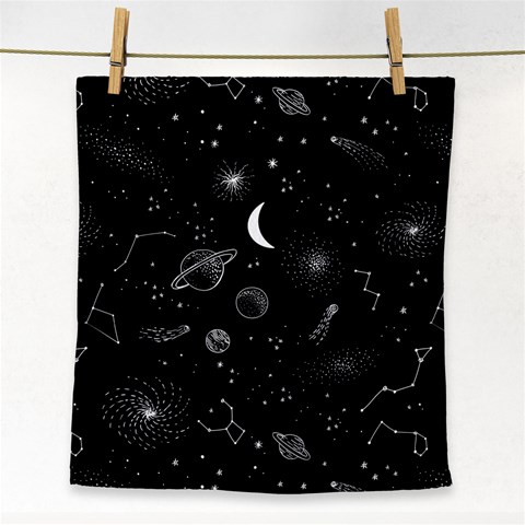 Cosmic Black Space Star Face Towel from ArtsNow.com Front