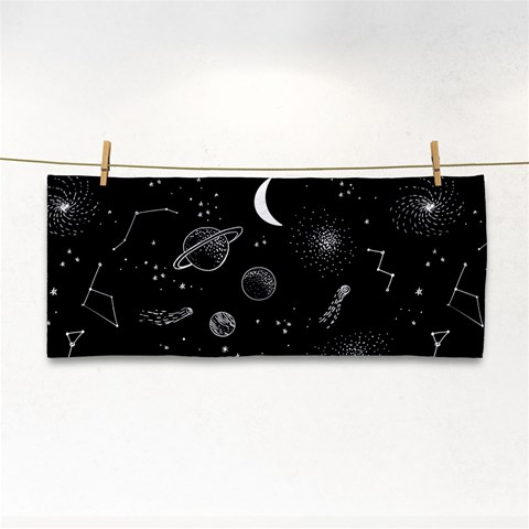 Cosmic Black Space Star Hand Towel from ArtsNow.com Front