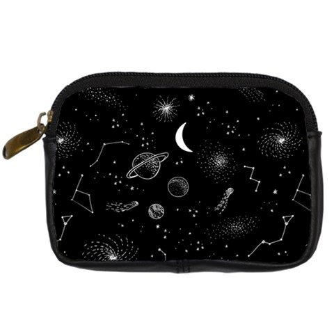 Cosmic Black Space Star Digital Camera Leather Case from ArtsNow.com Front