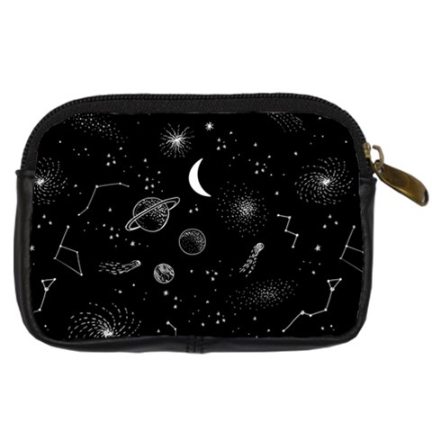 Cosmic Black Space Star Digital Camera Leather Case from ArtsNow.com Back