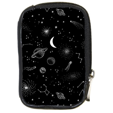 Cosmic Black Space Star Compact Camera Leather Case from ArtsNow.com Front