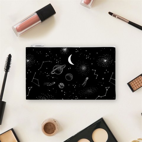 Cosmic Black Space Star Cosmetic Bag (Small) from ArtsNow.com Front