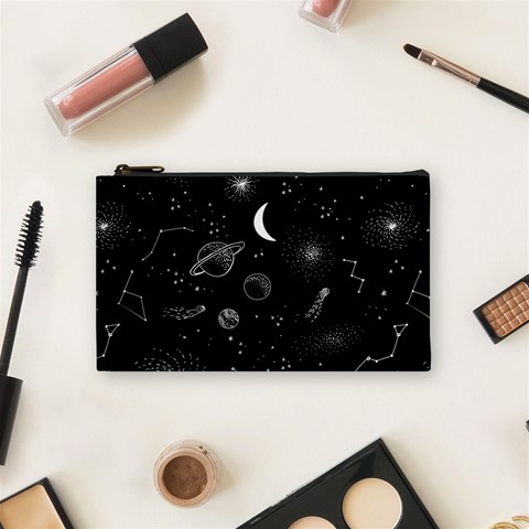 Cosmic Black Space Star Cosmetic Bag (Small) from ArtsNow.com Front