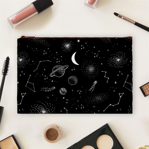 Cosmic Black Space Star Cosmetic Bag (Large) from ArtsNow.com Front