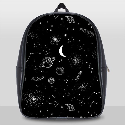 Cosmic Black Space Star School Bag (Large) from ArtsNow.com Front