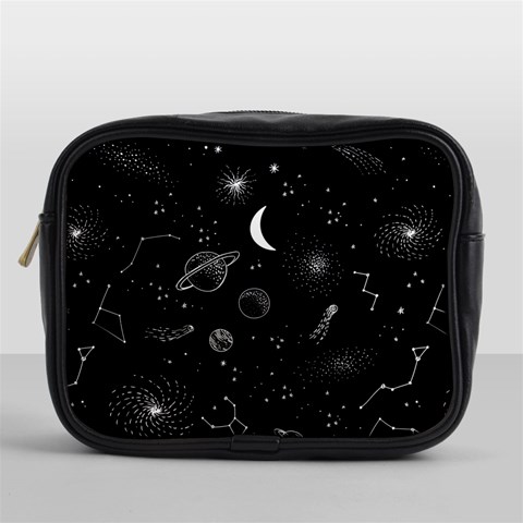 Cosmic Black Space Star Mini Toiletries Bag (One Side) from ArtsNow.com Front