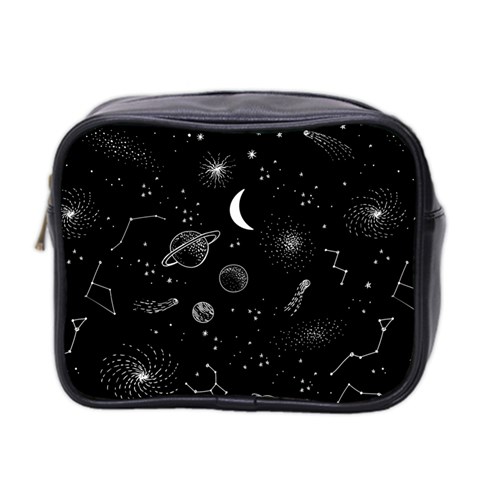 Cosmic Black Space Star Mini Toiletries Bag (Two Sides) from ArtsNow.com Front