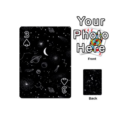 Cosmic Black Space Star Playing Cards 54 Designs (Mini) from ArtsNow.com Front - Spade3