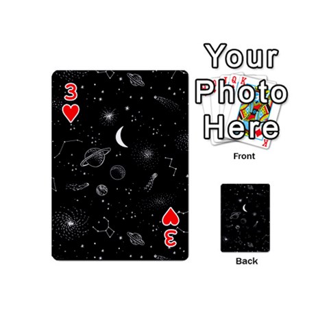 Cosmic Black Space Star Playing Cards 54 Designs (Mini) from ArtsNow.com Front - Heart3