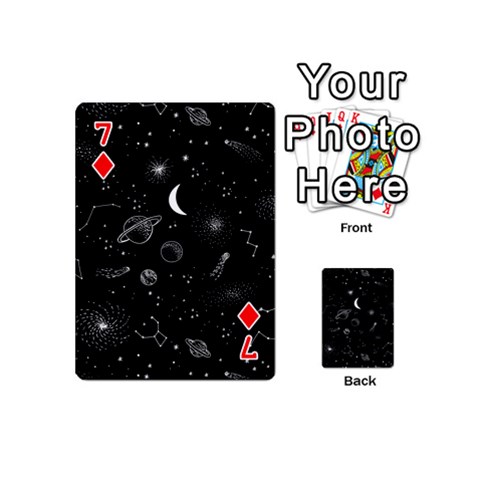 Cosmic Black Space Star Playing Cards 54 Designs (Mini) from ArtsNow.com Front - Diamond7