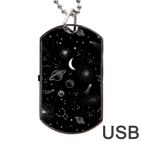 Cosmic Black Space Star Dog Tag USB Flash (One Side) from ArtsNow.com Front