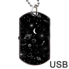 Cosmic Black Space Star Dog Tag USB Flash (Two Sides) from ArtsNow.com Front