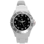 Cosmic Black Space Star Round Plastic Sport Watch (L)