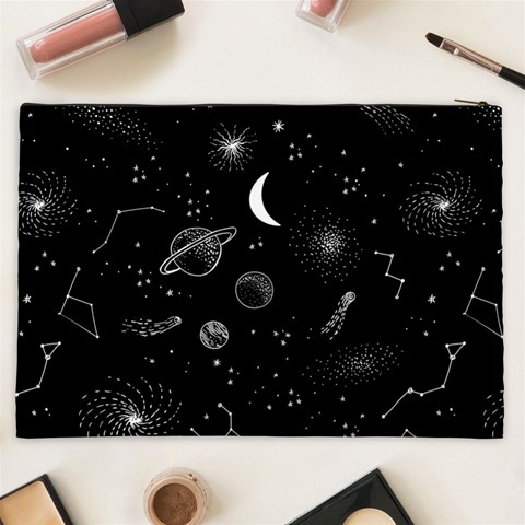 Cosmic Black Space Star Cosmetic Bag (XXL) from ArtsNow.com Back