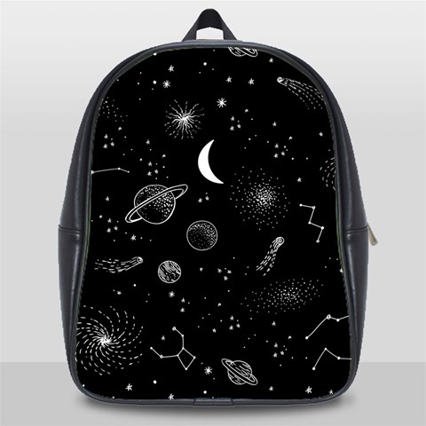 Cosmic Black Space Star School Bag (XL) from ArtsNow.com Front