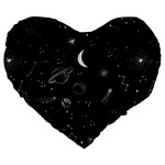 Cosmic Black Space Star Large 19  Premium Heart Shape Cushions