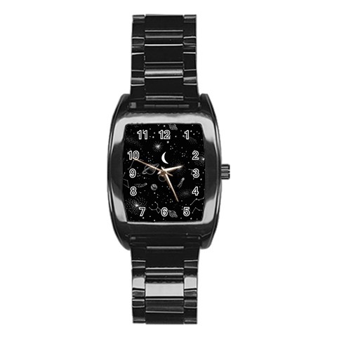 Cosmic Black Space Star Stainless Steel Barrel Watch from ArtsNow.com Front