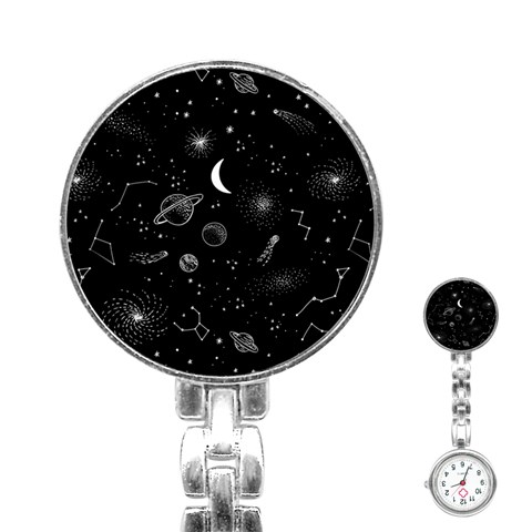 Cosmic Black Space Star Stainless Steel Nurses Watch from ArtsNow.com Front