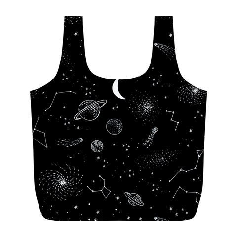 Cosmic Black Space Star Full Print Recycle Bag (L) from ArtsNow.com Front