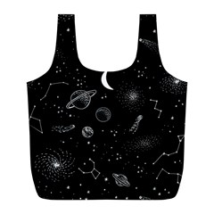 Cosmic Black Space Star Full Print Recycle Bag (L) from ArtsNow.com Back