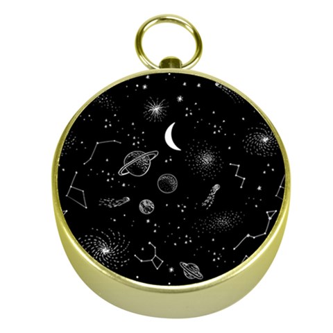 Cosmic Black Space Star Gold Compasses from ArtsNow.com Front