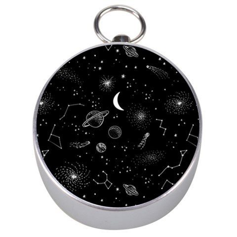 Cosmic Black Space Star Silver Compasses from ArtsNow.com Front