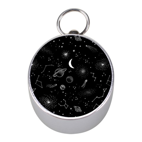 Cosmic Black Space Star Mini Silver Compasses from ArtsNow.com Front