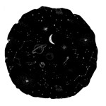 Cosmic Black Space Star Large 18  Premium Flano Round Cushions