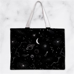 Cosmic Black Space Star Zipper Mini Tote Bag from ArtsNow.com Front